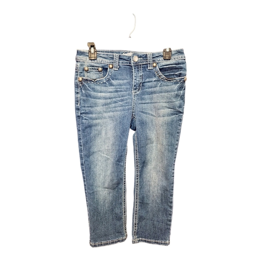 Vintage Y2k Capri Jeans Low Rise Size 8 Juniors/ Women 6 Mcbling Jewels‎ Hannah